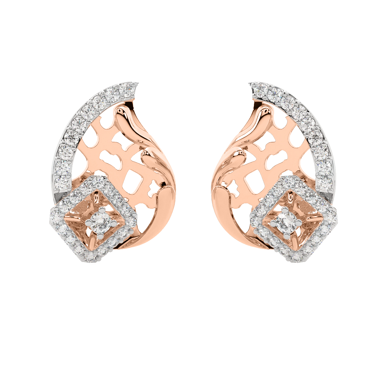 Louis Round Diamond Stud Earrings